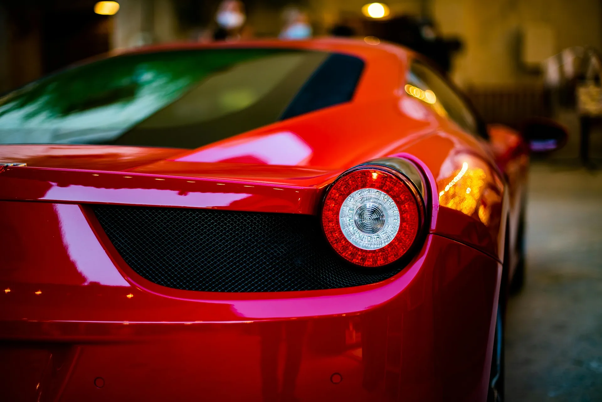 Red sports car taillights